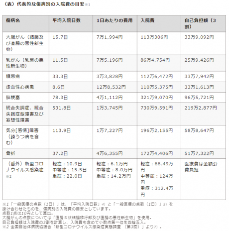 傷病別　入院費用